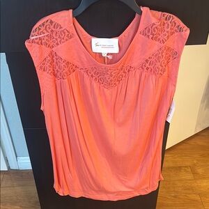 New York Laundry Orange Sleeveless Ruched Embellished Blouse